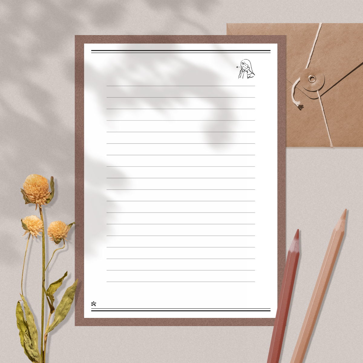 우체톡 편지지 테마 : 네이비 블루 베이지 (뒷면)