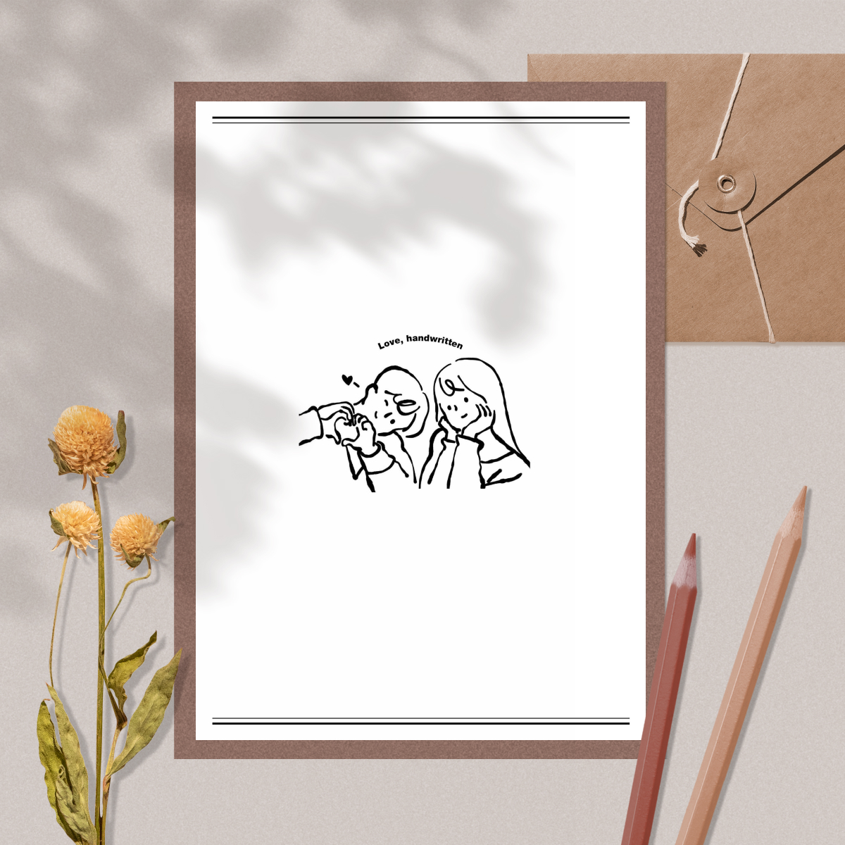 우체톡 편지지 테마 : 네이비 블루 베이지 (앞면)