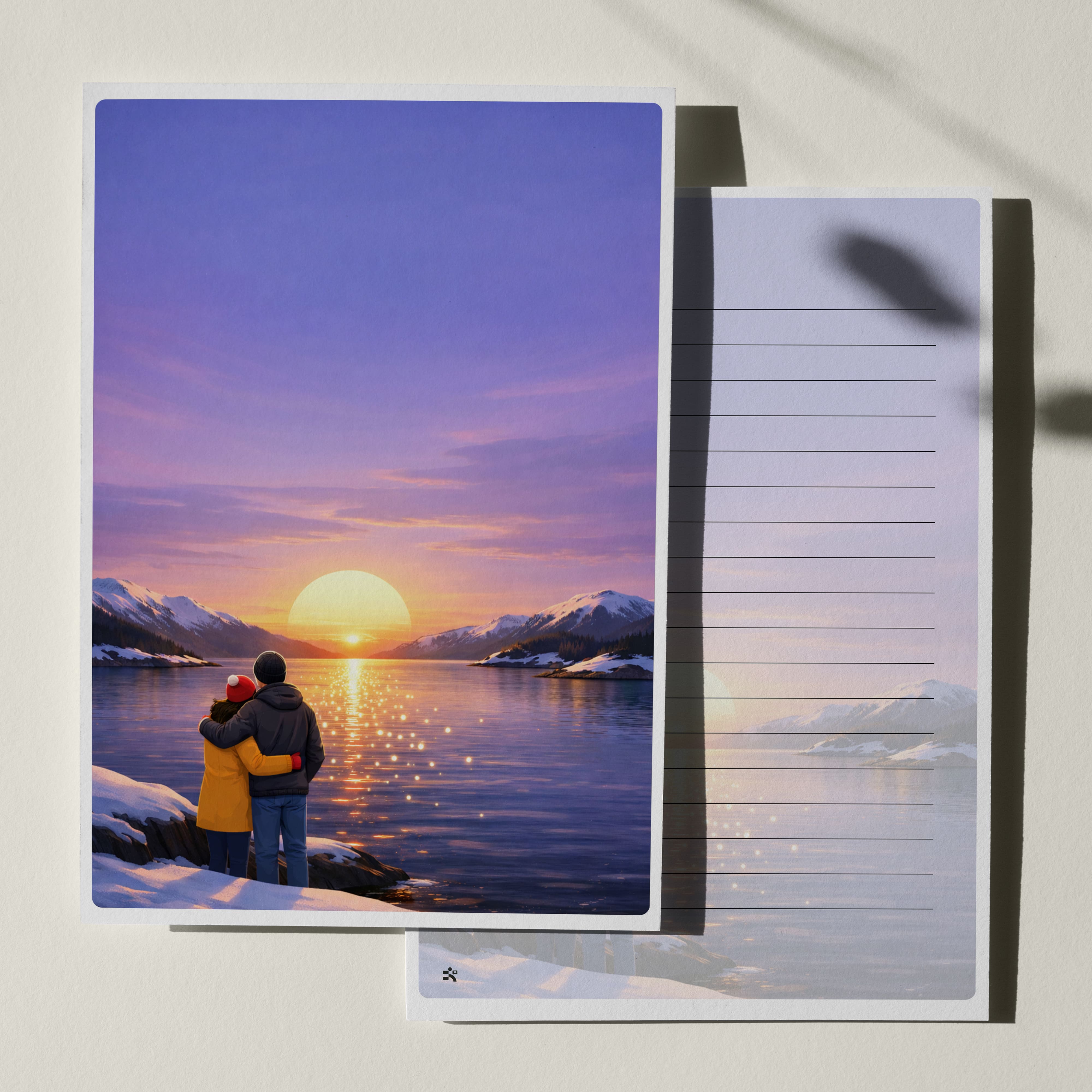 우체톡 편지지 테마 : 두 사람의 노을 (앞면)